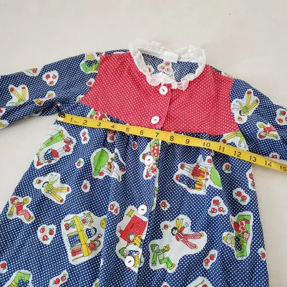 Vintage 70s School Kids Long Sleeve Dress 3t/4t - Picture 6 of 7
